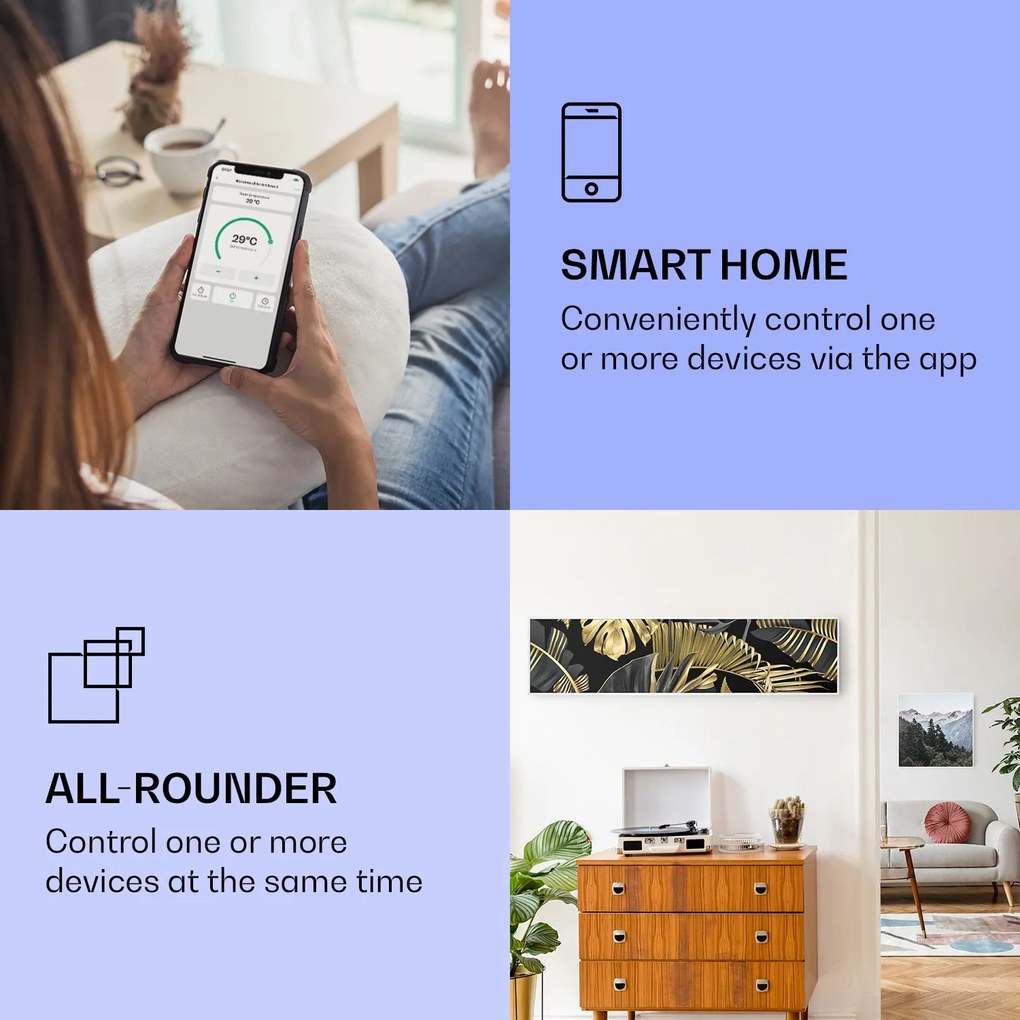 Klarstein Wonderwall Art Smart 350W 30x120cm Obraz na podczerwień Kwiaty