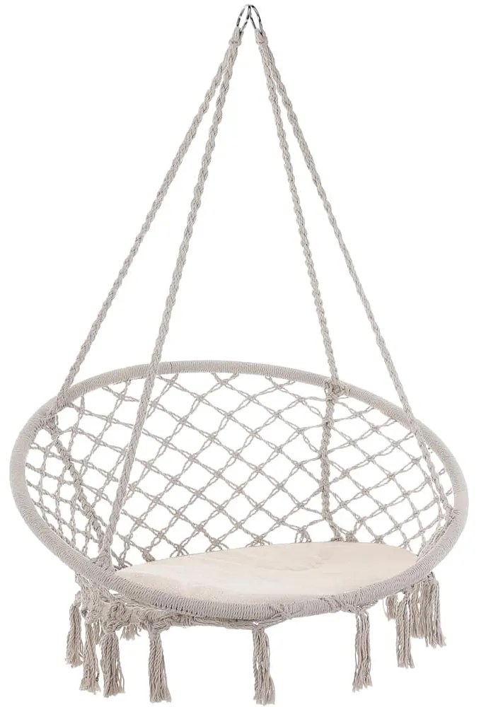 Jurhan Wiszące krzesło BOHO z poduszkami, Ø61cm, beżowa
