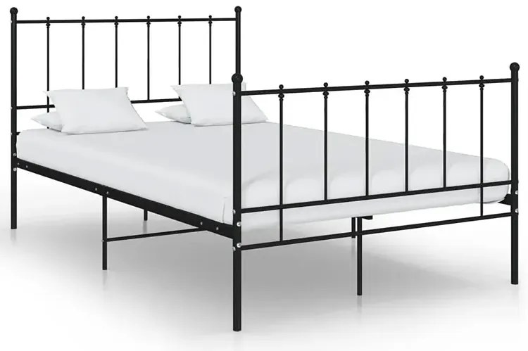 Czarne metalowe łóżko z zagłówkiem 120x200 cm - Laxi