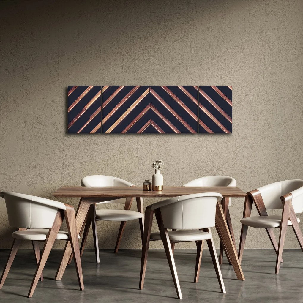 Obraz drewnianego motywu na czarnym tle (170x50 cm)