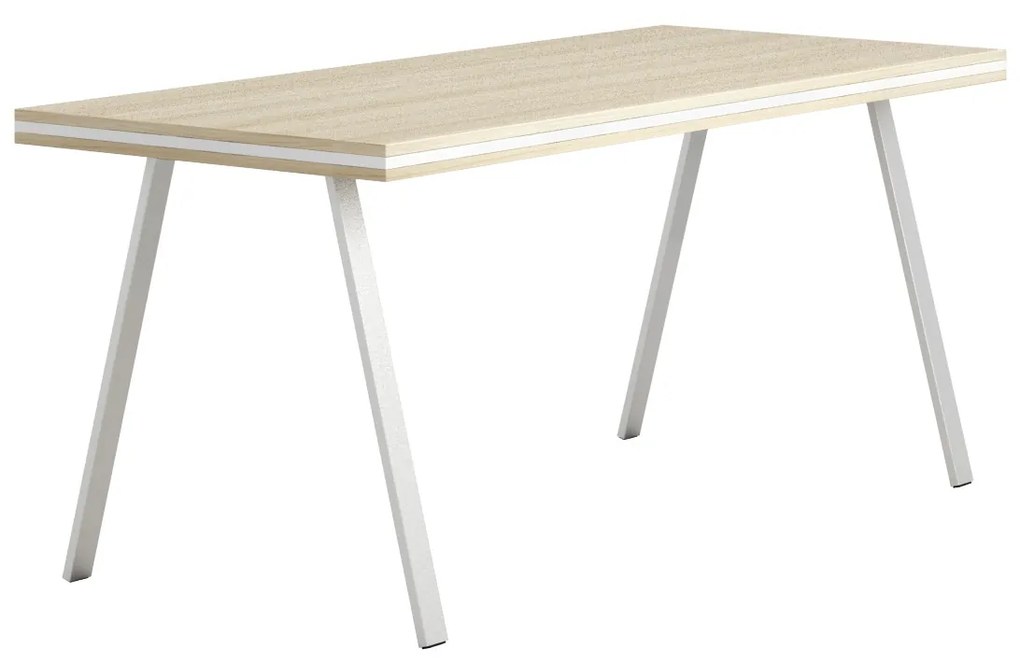 Biurko LAYERS, wysuwany środkowy blat, 170 cm, biały/dąb naturalny
