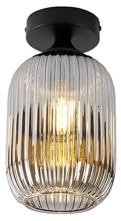 Lampa sufitowa w stylu art deco czarna ze szkłem dymnym - Banci ArtDeco Oswietlenie wewnetrzne