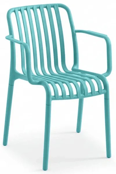 Plastikowe krzesło TREGO z podłokietnikami, niebieskie