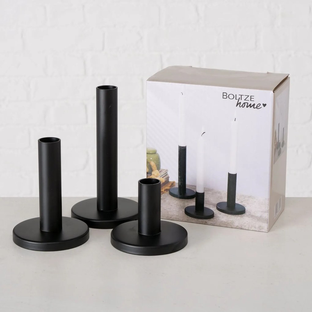 Świecznik metalowy MALKO, 3 sztuki, Ø 9 cm