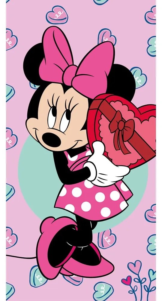 Różowy ręcznik dziecięcy frotte 70x140 cm Minnie – Jerry Fabrics