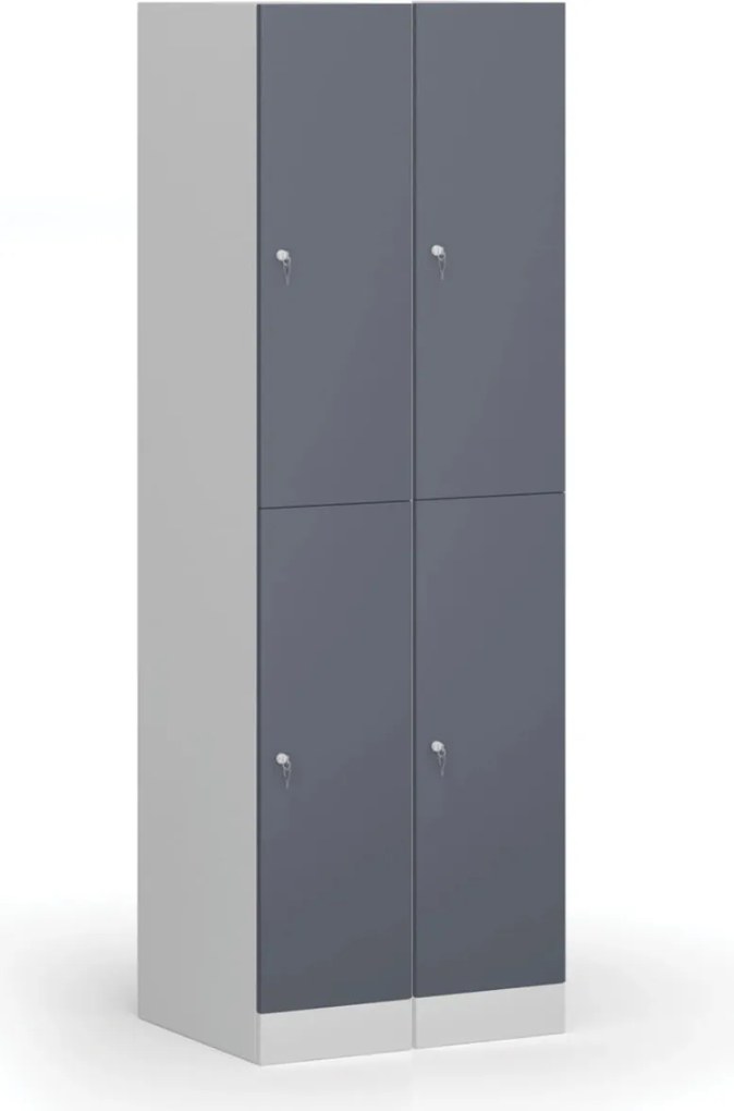 Szafka skrytkowa S1, 2 schowki, 1850 x 300 x 500 mm, zamek cylindryczny, drzwi beżowe