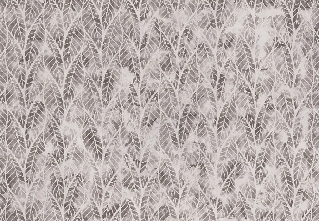 Fototapeta - Ażurowe liście, szara (196x136 cm)