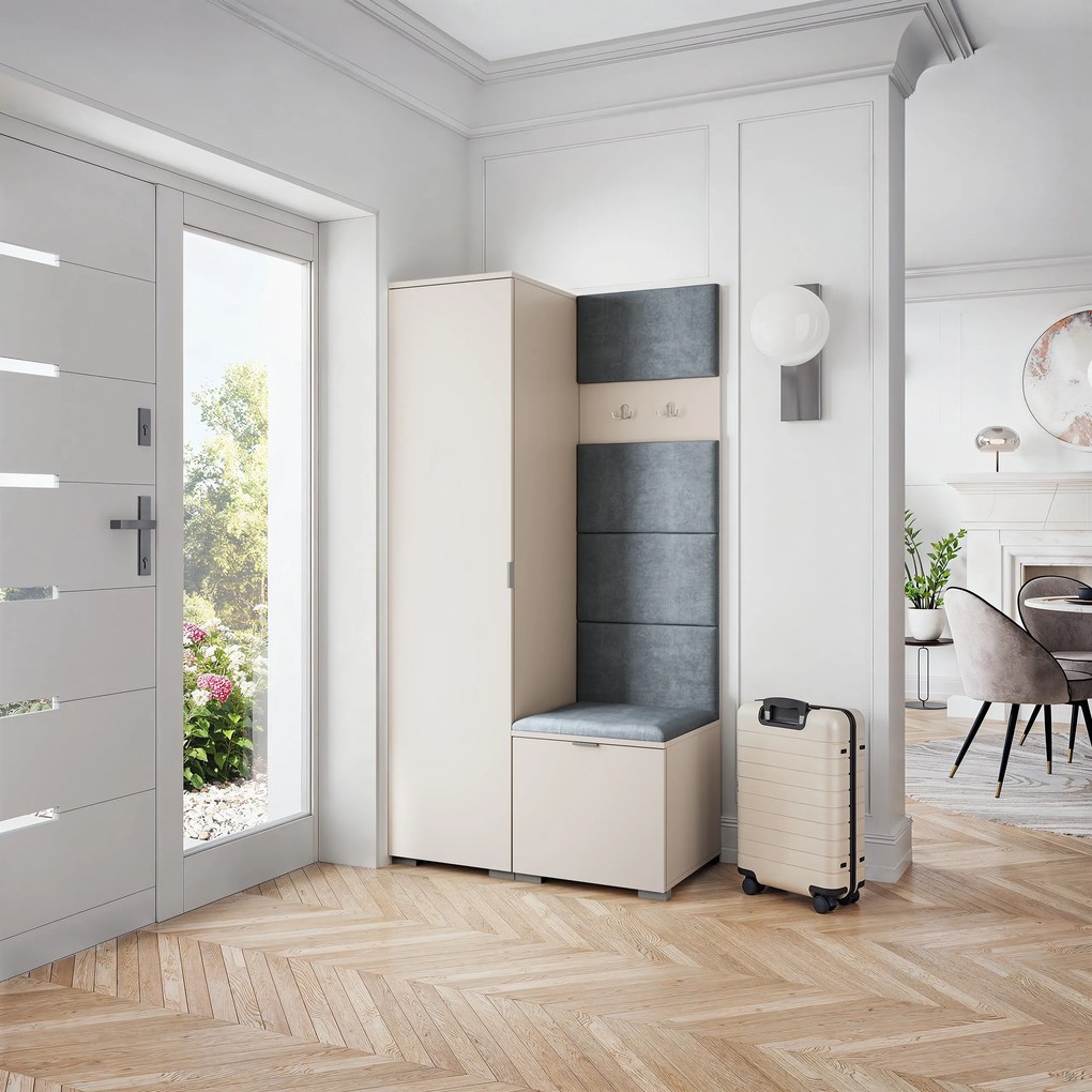 Masseno Garderoba LORI 95/181/51 cm Nowoczesna Szafa do Przedpokoju Kaszmir, MONOLITH 85 (Szary)