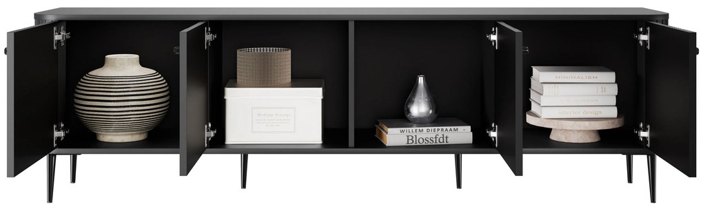 Szafka RTV Vesper 4D 187 cm - czarny / czarne nogi