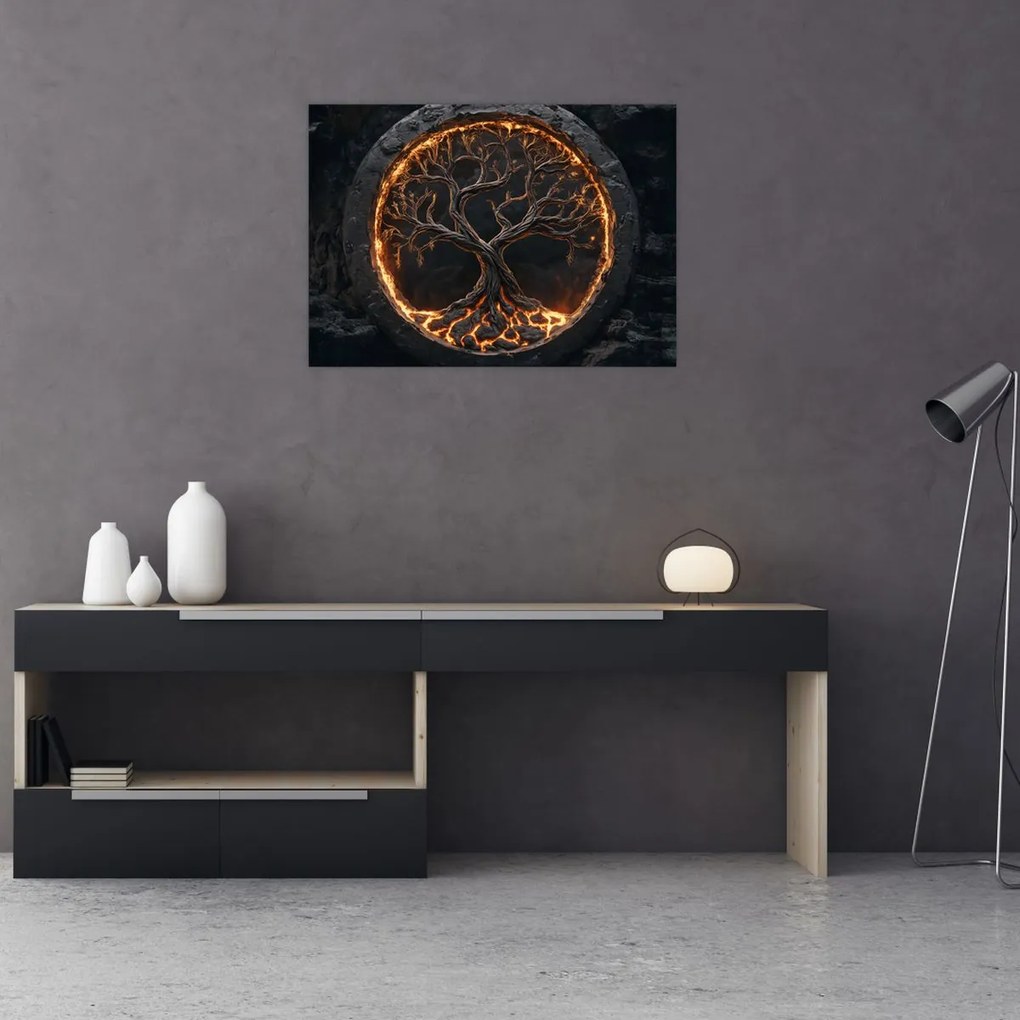 Obraz na szkle – Drzewo życia w lawie I. (70x50 cm)