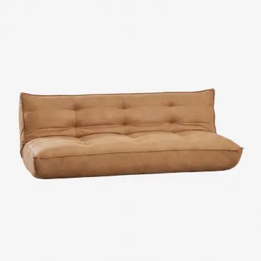 Sofa Rozkładana 3-osobowa Tapicerowana Mati Sztuczna Skóra W Kolorze Jasnobrązowym - Sklum