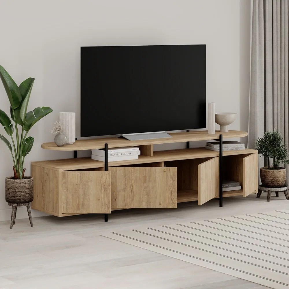 Szafka pod TV w dekorze dębu 160x48 cm Hinoa – Marckeric