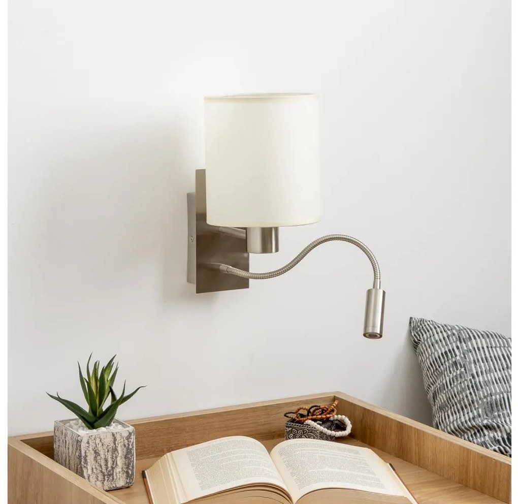 Brilagi -LED Elastyczny kinkiet NUBILA 1xE27/25W/230V+LED/3W matowy chrom/kremowy