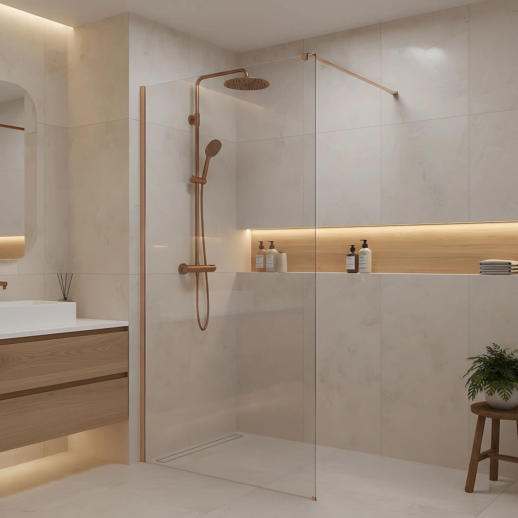 Kabina prysznicowa Walk-In Rea Flexi Transparent / Brush Copper 70