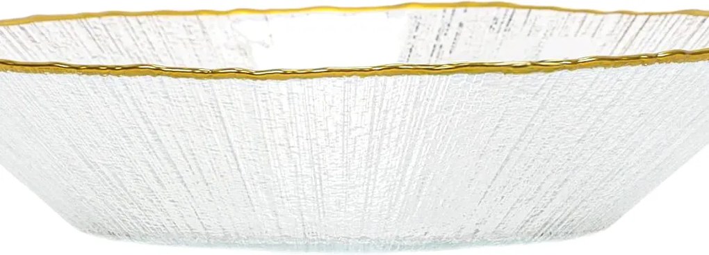 Szklany talerz głeboki ze złotą obwódką DATURA, 20 cm