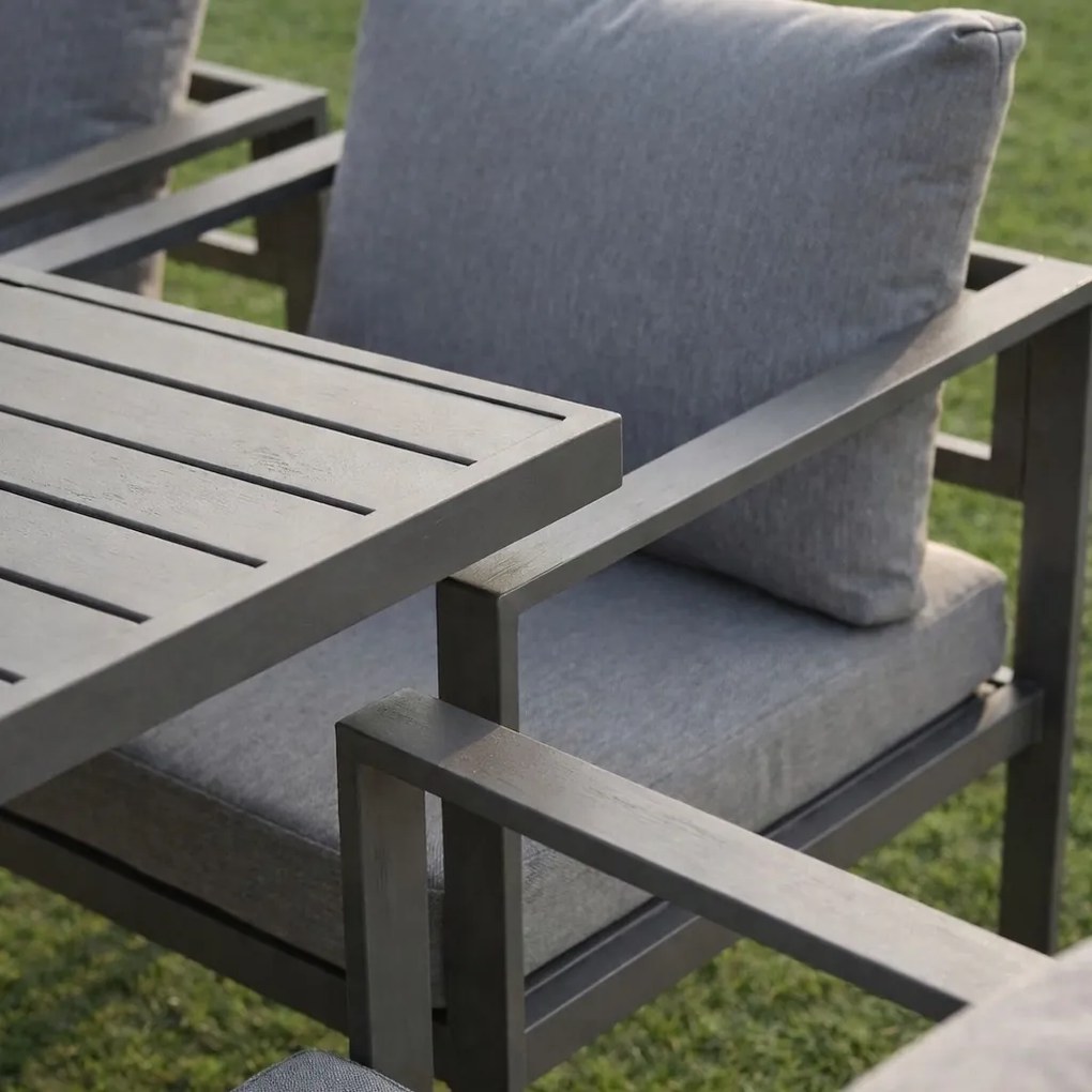 Narożnik ogrodowy Bellagio NM2006-GR z fotelami i stołem, szary, poduszki szare