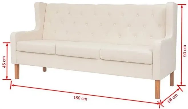 Trzyosobowa sofa Faselo 3C - kremowobiała