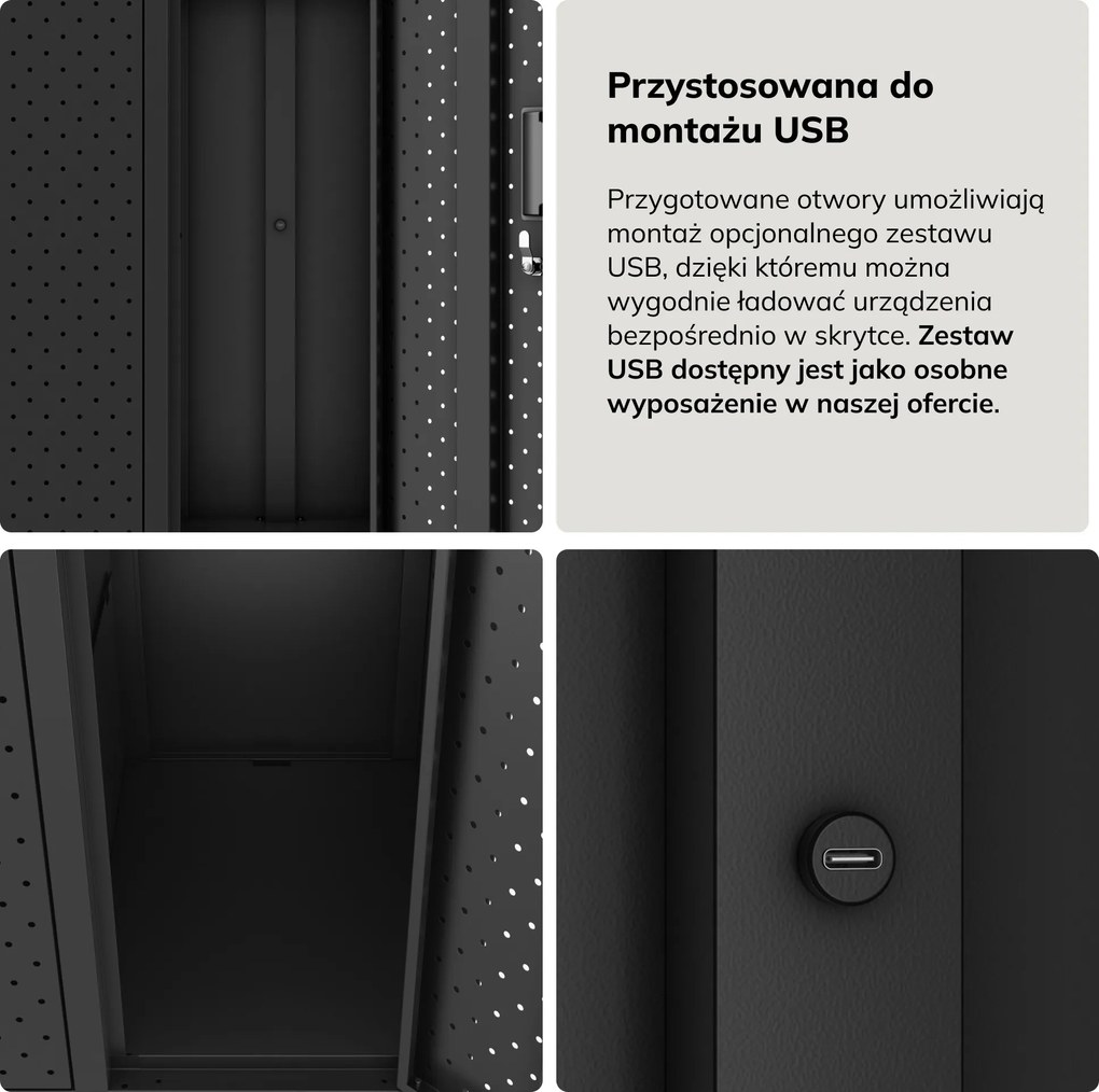Szafka BHP ubraniowa, skrytkowa, perforowana, 10 skrytek, czarna, 1360x1720x450 mm: BARTEK PRO