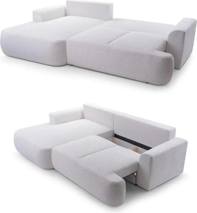 Narożnik VELO wolnostojący układ L strona Lewa z funkcją spania w tkaninie Coral 70