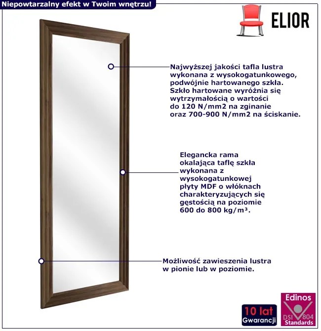 Prostokątne Lustro W Ramie W Kolorze Ciemny Dąb S2-T16