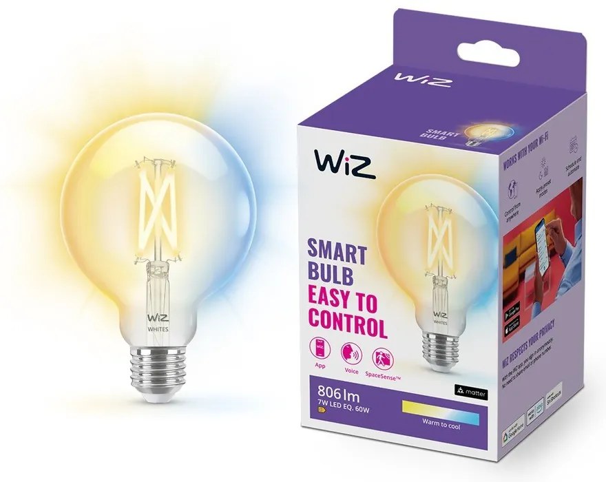 Inteligentna żarówka filamentowa z gwintem E27, 7 W – WiZ