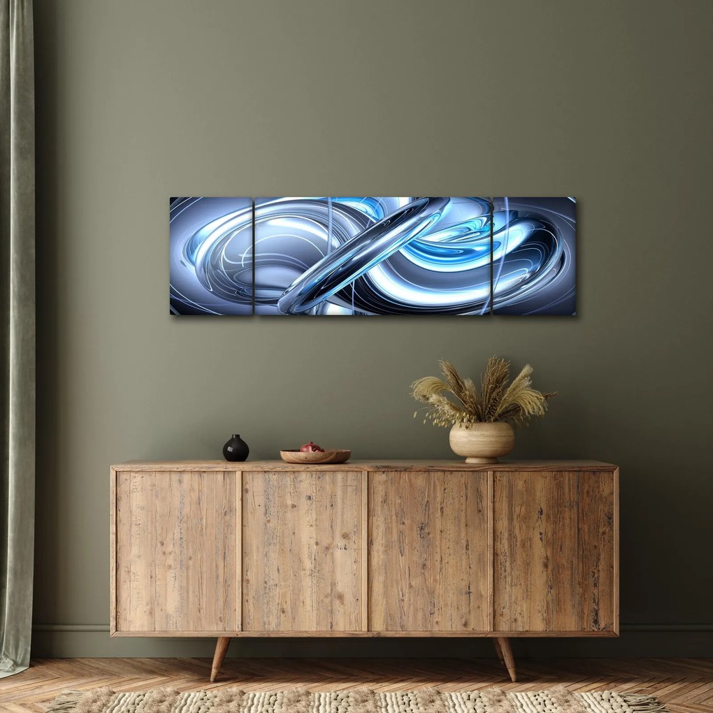 Obraz niebieskiej abstrakcji (170x50 cm)