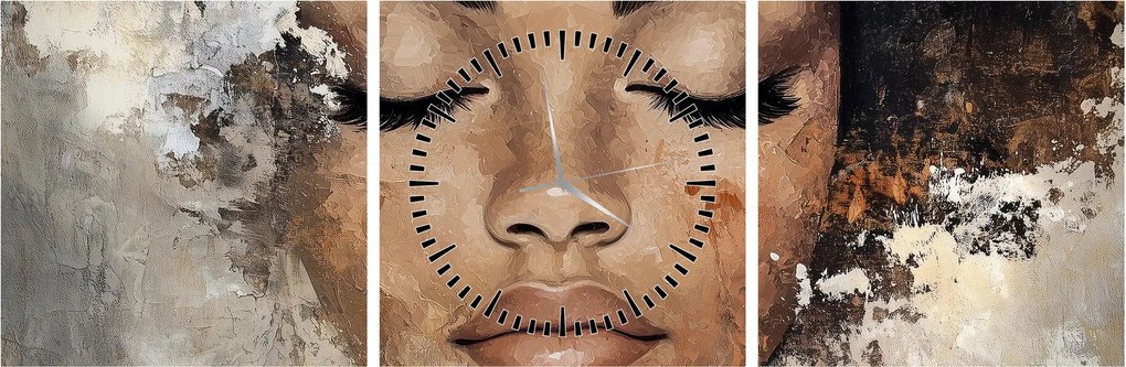 Obraz - Portret kobiety (z zegarem) (90x30 cm)