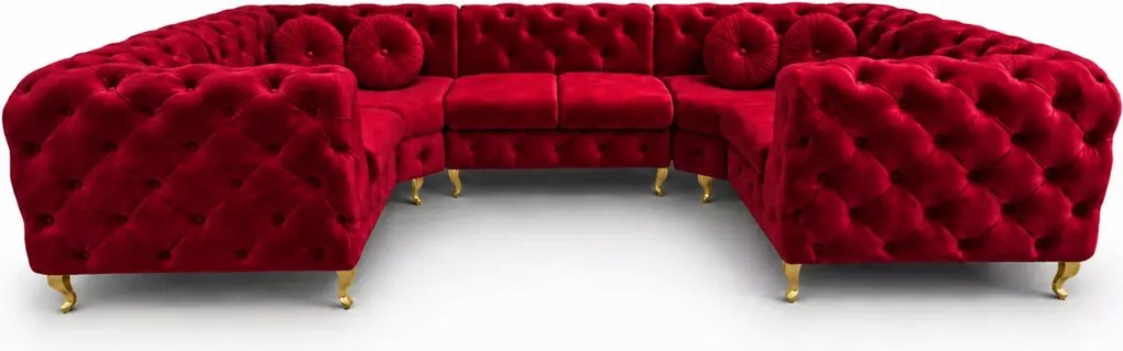 Luksusowy narożnik Chesterfield Moet U z ergonomicznym siedziskiem