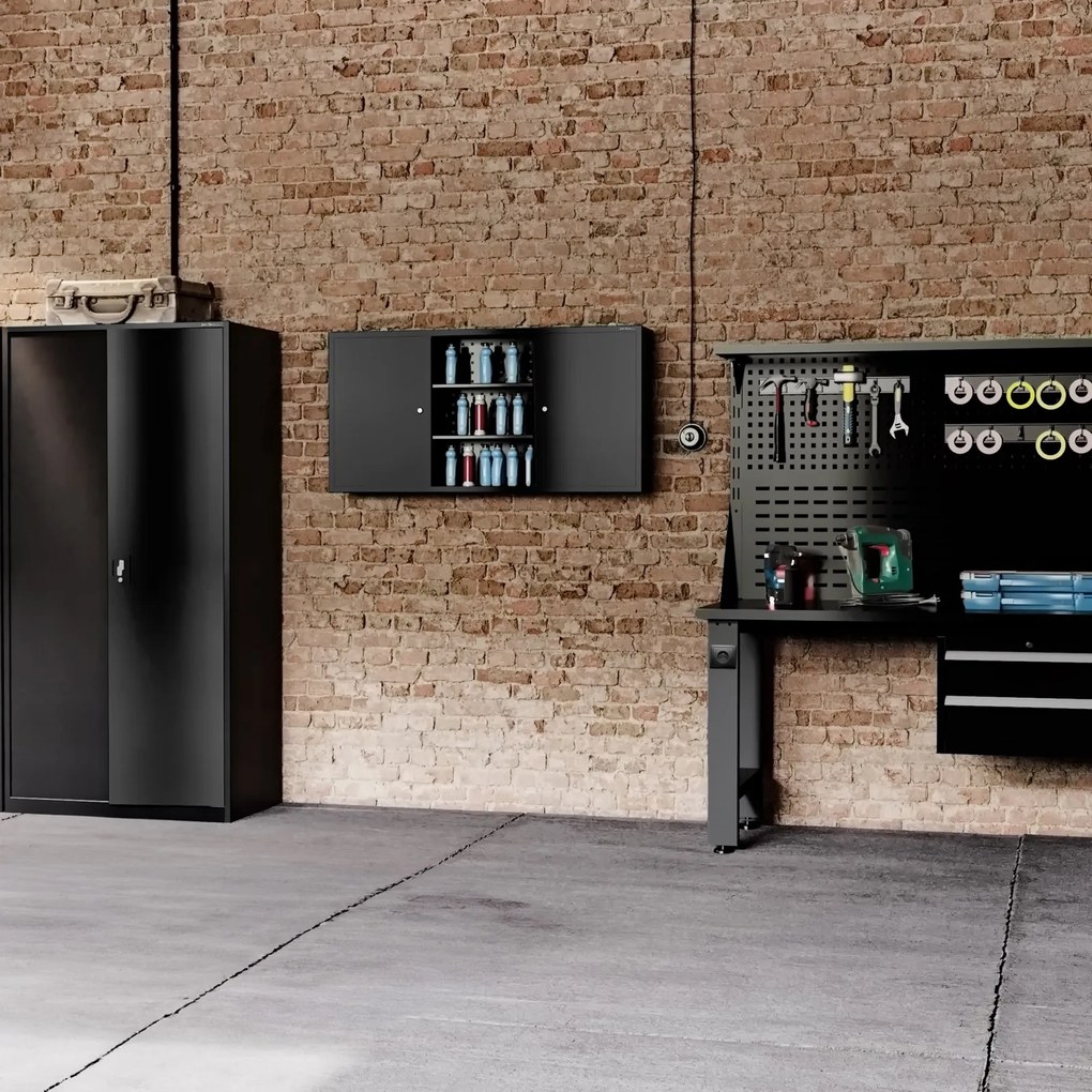 Wisząca szafka na narzędzia Ben All Black 120x20x60 cm czarny