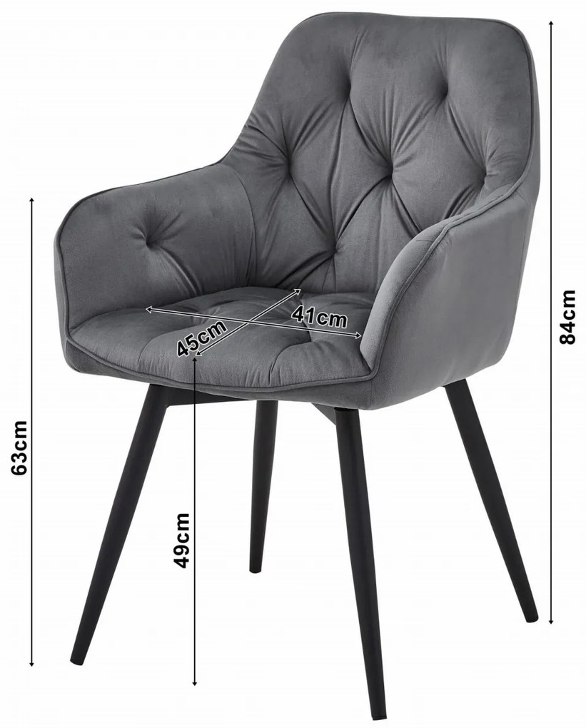 Obrotowe krzesło jadalniane JORK360 VELVET, jasnoszare