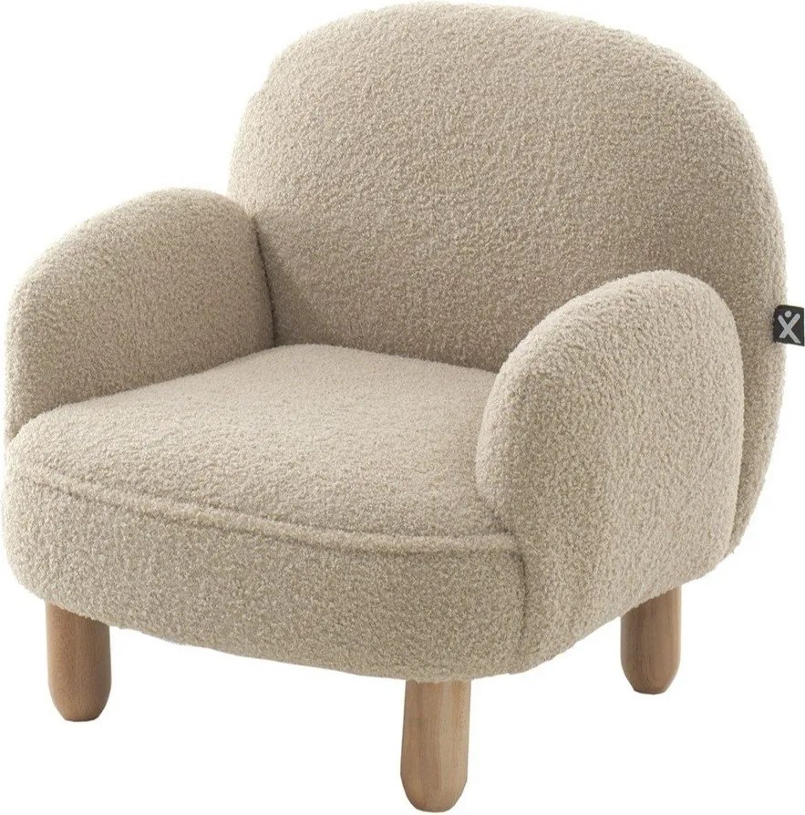 Beżowy fotel dziecięcy z materiału bouclé Rocky – Vipack