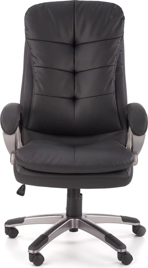 Wygodny fotel biurowy z czarnej ekoskóry Preston