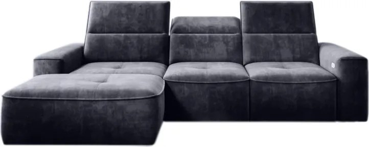 Narożnik COLOMBO Mini Lewostronny z elektryczną funkcją spania pojemnikiem PALLADIUM 19 Antracytowy WERSAL