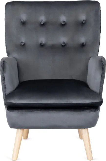 Fotel Uszak Wypoczynkowy SANTOS Szary Welurowy Nowoczesny Loft