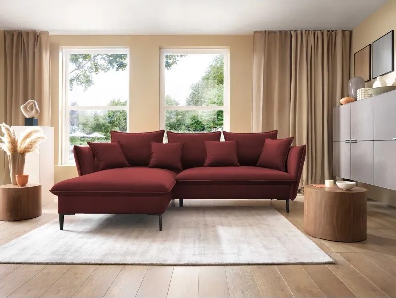 Narożnik GLOSS Lewostronny z funkcją spania, zestaw z poduszkami wolnostojący tkanina RIVIERA 69 Fioletowy WERSAL