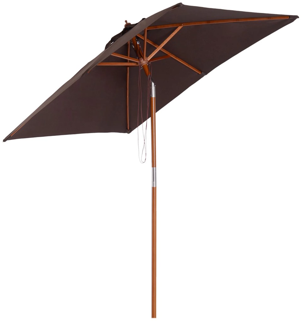 Outsunny parasol ogrodowy z regulacją kąta nachylenia parasol plażowy drewno jodłowe poliester kawowy 200x150x230 cm | Aosom PL