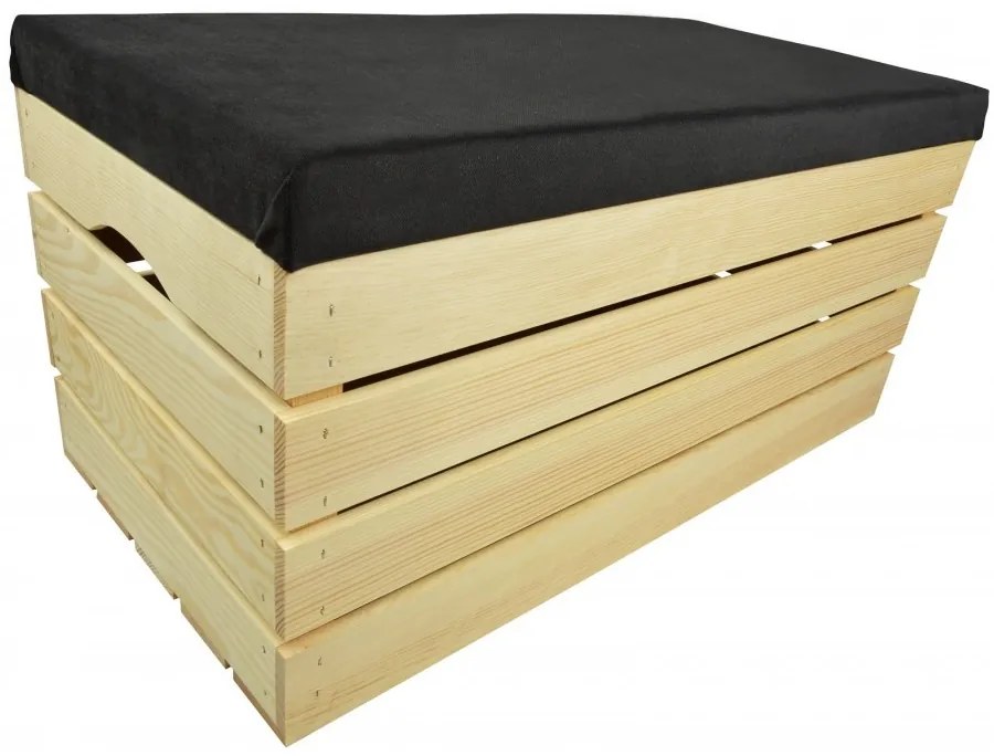 Pufa kufer skrzynia drewniana sosnowa siedzisko 80cm naturalna