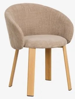 Zestaw 4 Tapicerowanych Krzeseł Jadalnianych Nairea Natural Wood & Tkaniny Szary Kret - Sklum