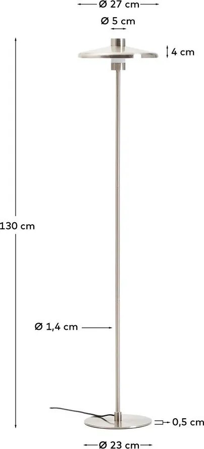 Lampa stojąca w kolorze srebra z metalowym kloszem (wysokość 130 cm) Nuvira – Kave Home