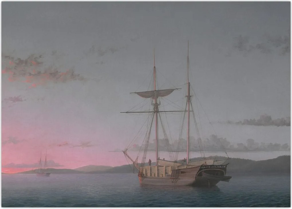 Obraz - Fitz Henry Lane, Lumber Schooners at Evening on Penobscot Bay, reprodukcje (70x50 cm)