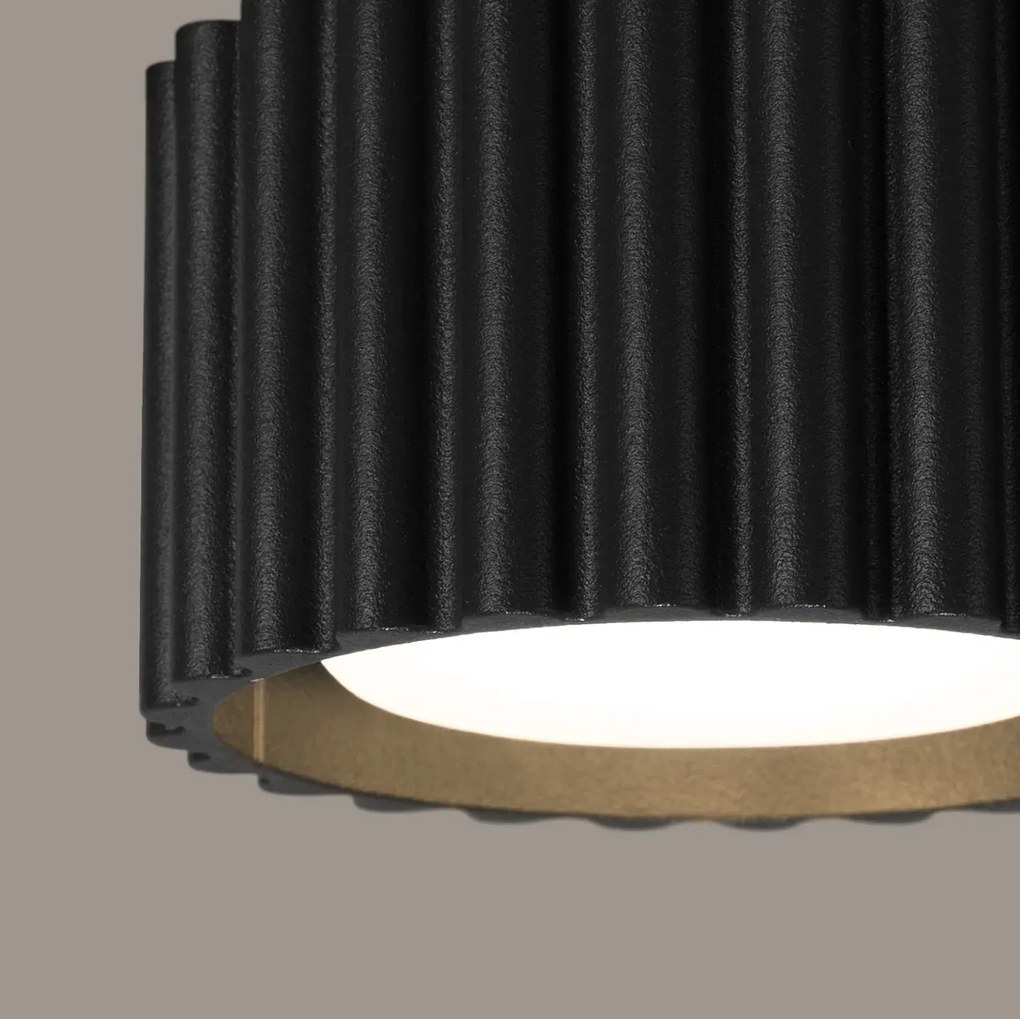 Plafon AURA 1 czarny GX53 ryflowany SOLLUX LIGHTING