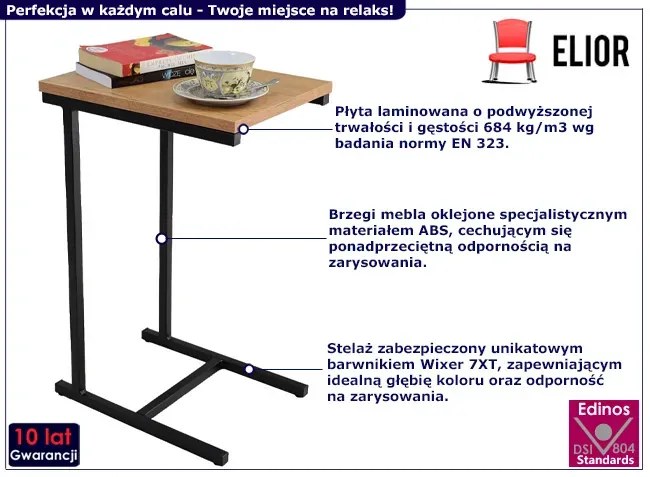Stolik boczny w stylu loft czarny + dąb lancelot Z5-D56