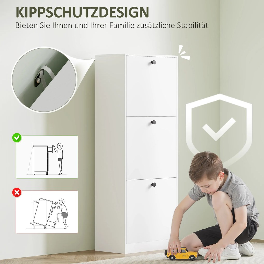 HOMCOM Szafka na Buty, 3 Szuflady, na do 12 Par Butów, Płyta Wiórowa, Biała