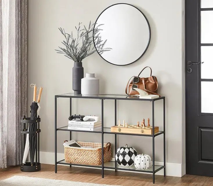 Czarna metalowa konsola szklana K6-K68