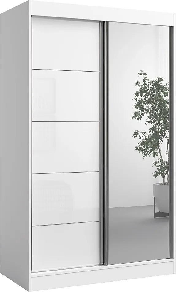 Szafa przeuwna z lutrem Como 2D1L 120 Biała (lacobel)