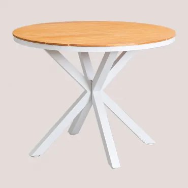 Okrągły Stół Ogrodowy Z Drewna Eukaliptusowego I Aluminium Archer Gardenia Biel & Ø100 Cm - Sklum