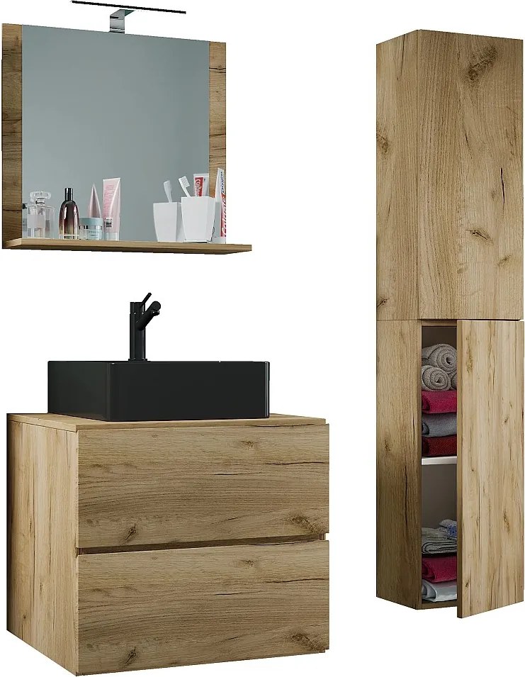 Umywalka 4-częściowa meble łazienkowe Lendas 60 cm L