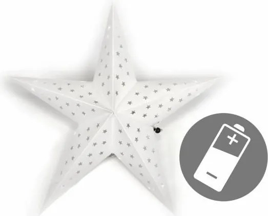 Świąteczna gwiazda z timerem,60 cm, 10 LED, biała