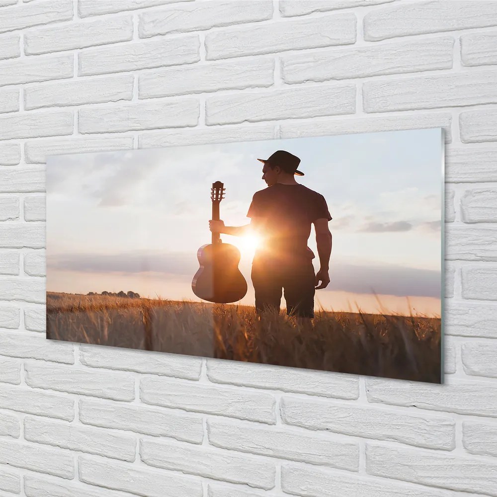 Szklany Panel Muzyk z Gitarą