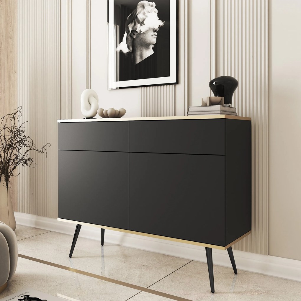 Komoda VENEZIA 107 cm do Salonu Sypialni Czarny